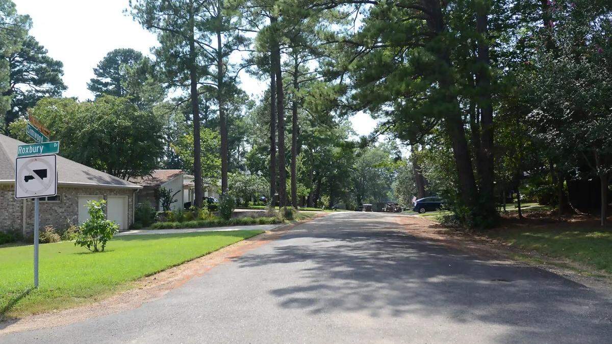 The entrance to Simwood Place in Northeast Jackson — before the $400,000 taxpayer-funded repaving project has begun.