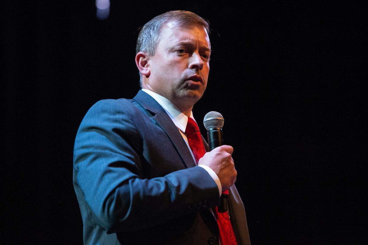 Jackson County Sheriff John Ledbetter speaks during a candidate’s forum at the Mary C O’Keefe Cultural Arts Center in Ocean Springs on Monday, July 31, 2023.