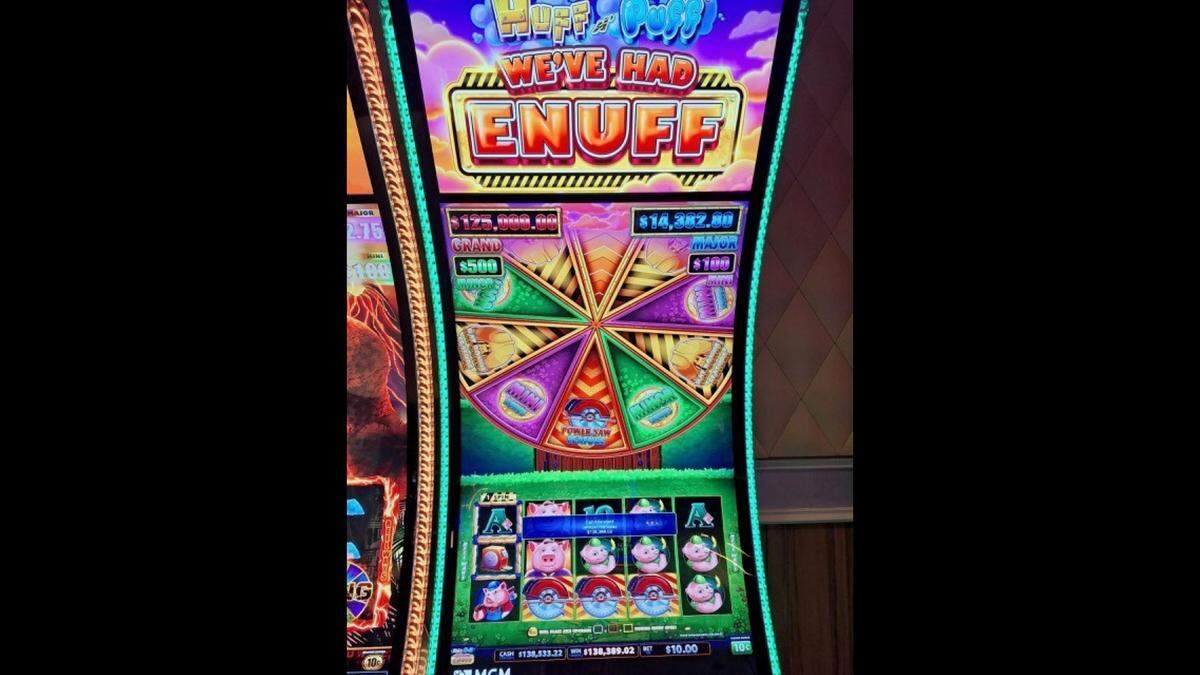 The winning continued Saturday with a jackpot on the Huff N Puff slot machine.