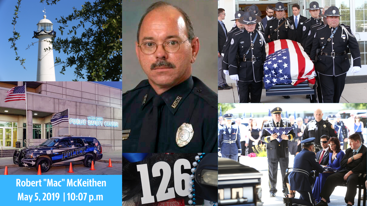 Biloxi police officer Robert “Mac” McKeithen was killed in the parking lot of the police station on Porter Avenue on May 5, 2019. 