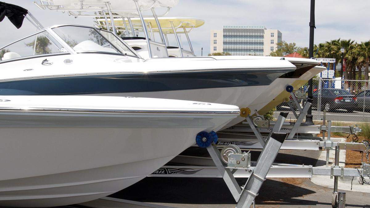 TIM ISBELL/SUN HERALD/FILEA boat forms a line near Barksdale Pavillion at Jones Park at the 2013 Gulfcoast Yacht & Boat Show at the Gulfport Small Craft Harbor. The Gulfcoast Yacht & Boat show will be held April 8-10 and April 15-17 at the Gulfport Harbor.