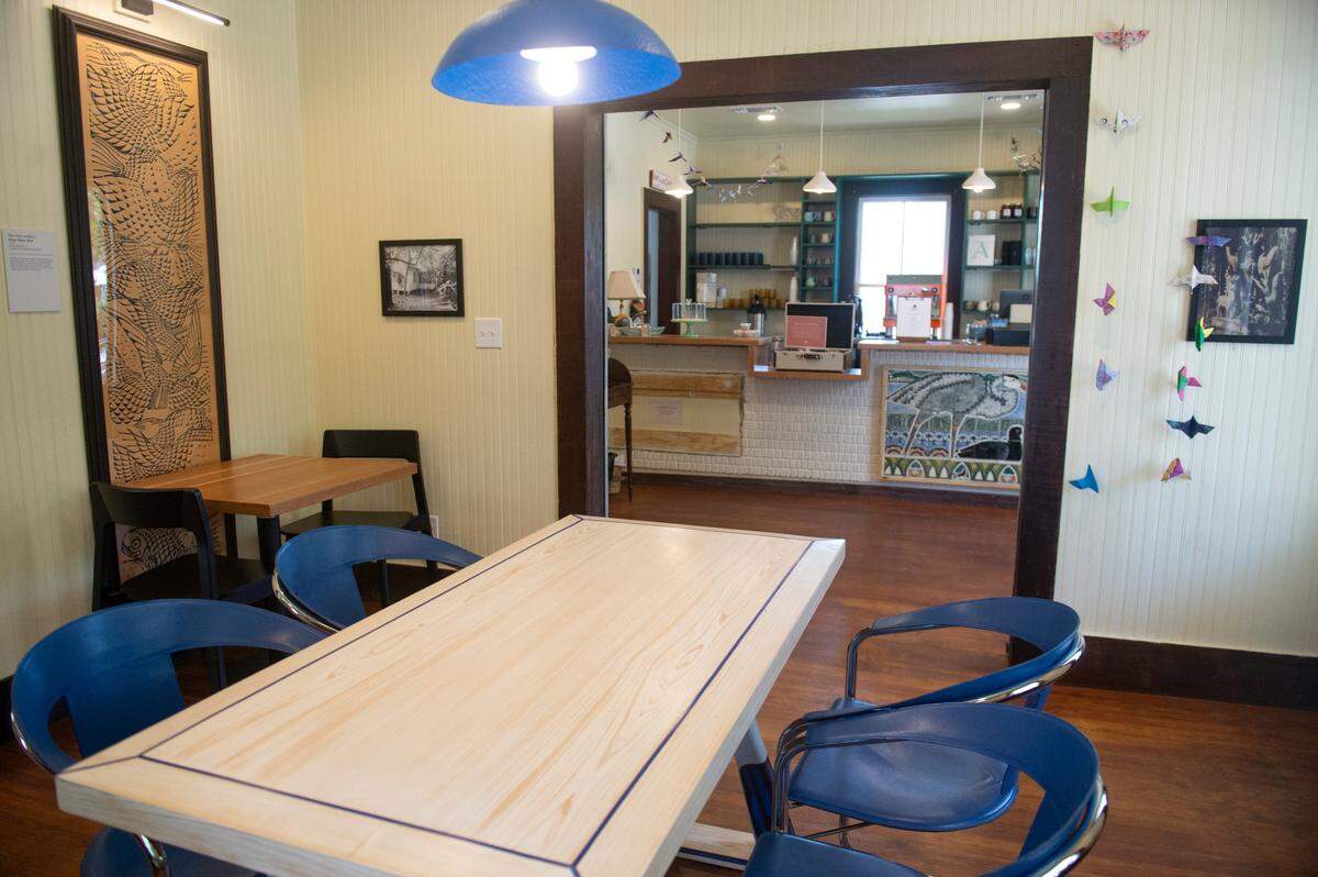 The seating area at The Traveler, a new extension to the Walter Anderson Museum of Art, in Ocean Springs on Wednesday, April 16, 2025.