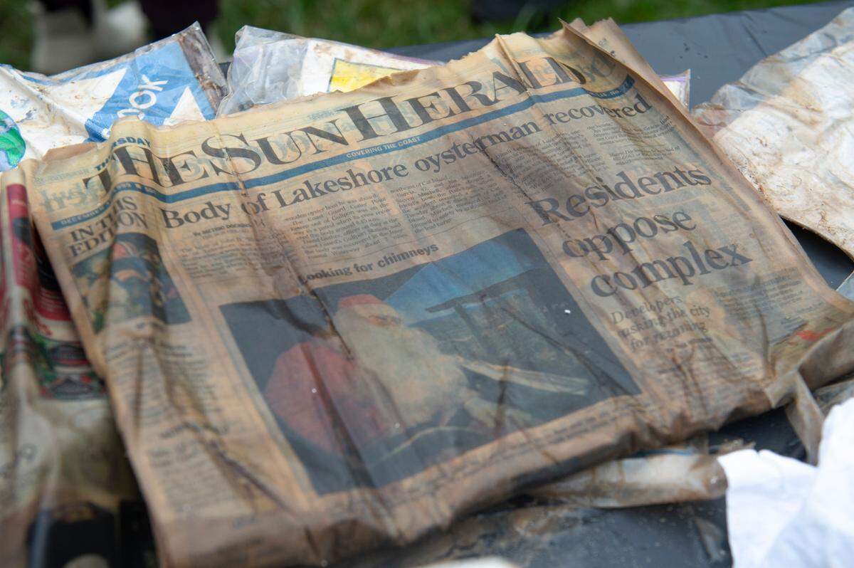 A Sun Herald edition from the day the time capsule was buried in 1999 was among the items found when the capsule was dug up at W. J. Quarles Elementary and opened on Friday, Dec. 13, 2024.