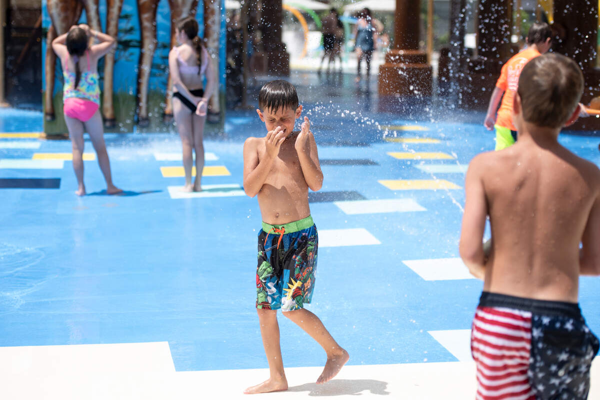 Kids play in the various water features at Serengeti Springs at the Hattiesburg Zoo, a new waterpark that opened in May, on Wednesday, June 5, 2024.