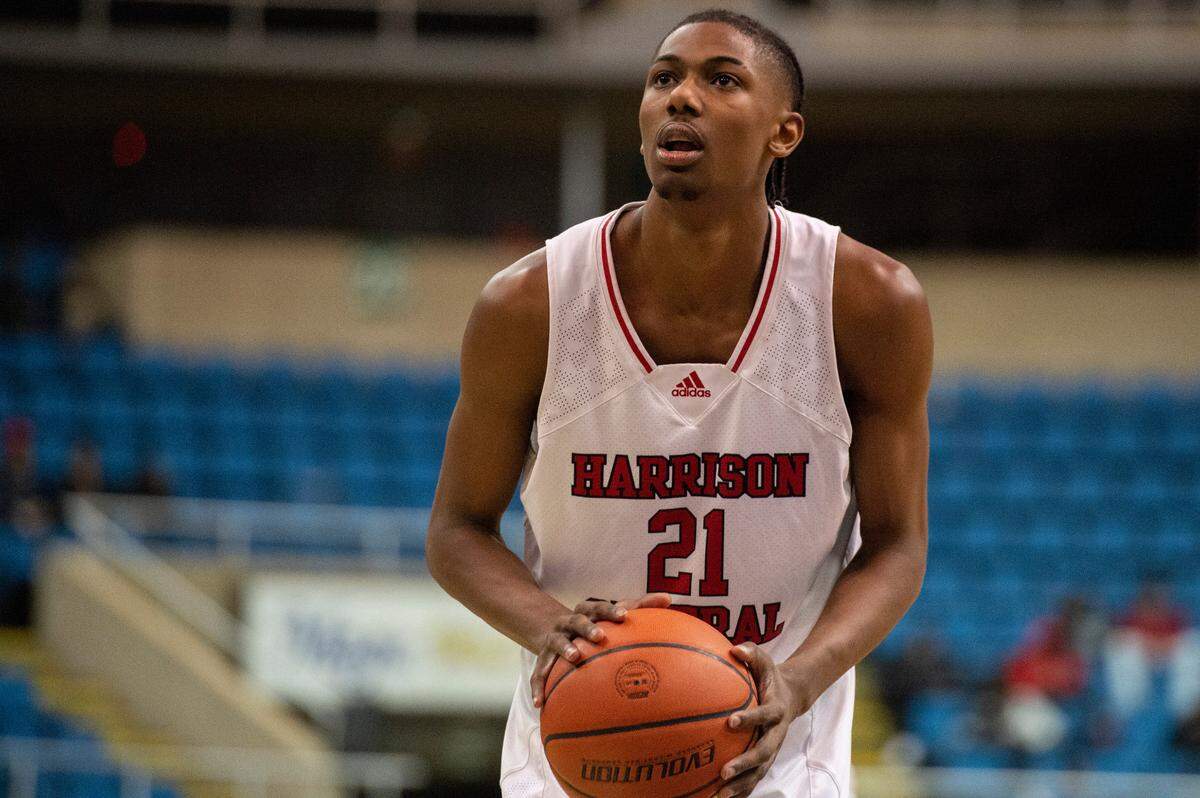 Harrison Central forward Sam Murray looks to make a free throw shot during Hoopsfest at the Mississippi Coast Coliseum in Biloxi on Saturday, Jan. 29, 2022.