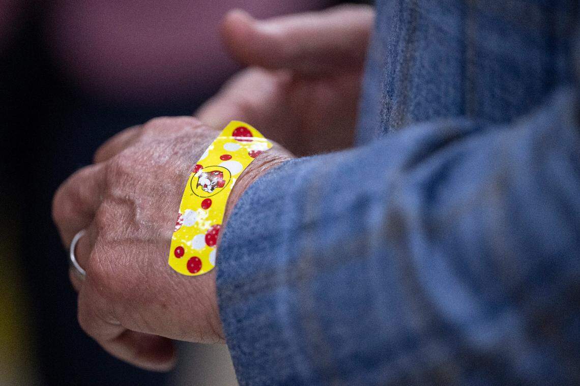 Buc-ee’s owner and founder Arch “Beaver” Aplin III wears a Buc-ee’s band-aid during the opening of Mississippi’s Buc-ee’s in Harrison County on Monday, June 9, 2025.