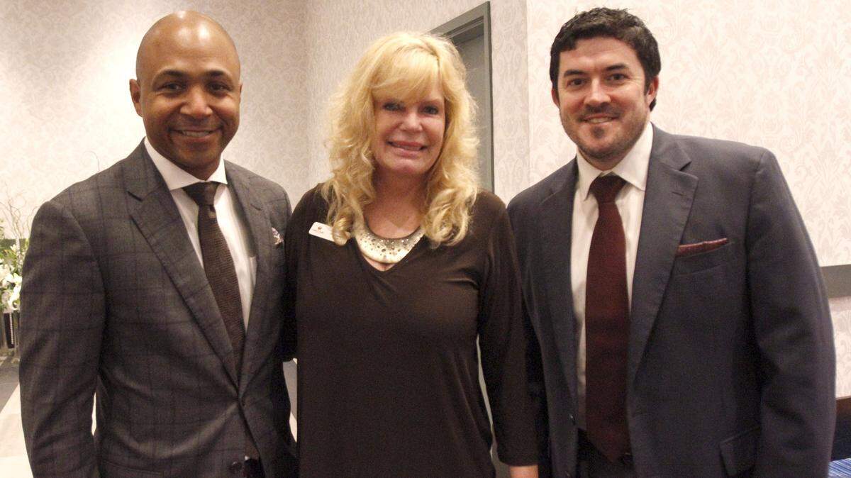 TIM ISBELL/SUN HERALD 
 The Mississippi Gaming Commission meeting at the Scarlet Pearl in D'Iberville was a reunion for Marcus Glover, LuAnn Pappas and Jonathan Jones, Thursday, Jan. 20, 2016. The three, along with Jim Hoskins, now chief operations officer at Golden Nugget Casinos, worked together after Hurricane Katrina to reopen Grand Biloxi Casino, now Harrah's Gulf Coast. They returned to South Mississippi, where Glover is general manager at Beau Rivage, Pappas is CEO at the Scarlet Pearl and Jones is general manager at Harrah's Gulf Coast.