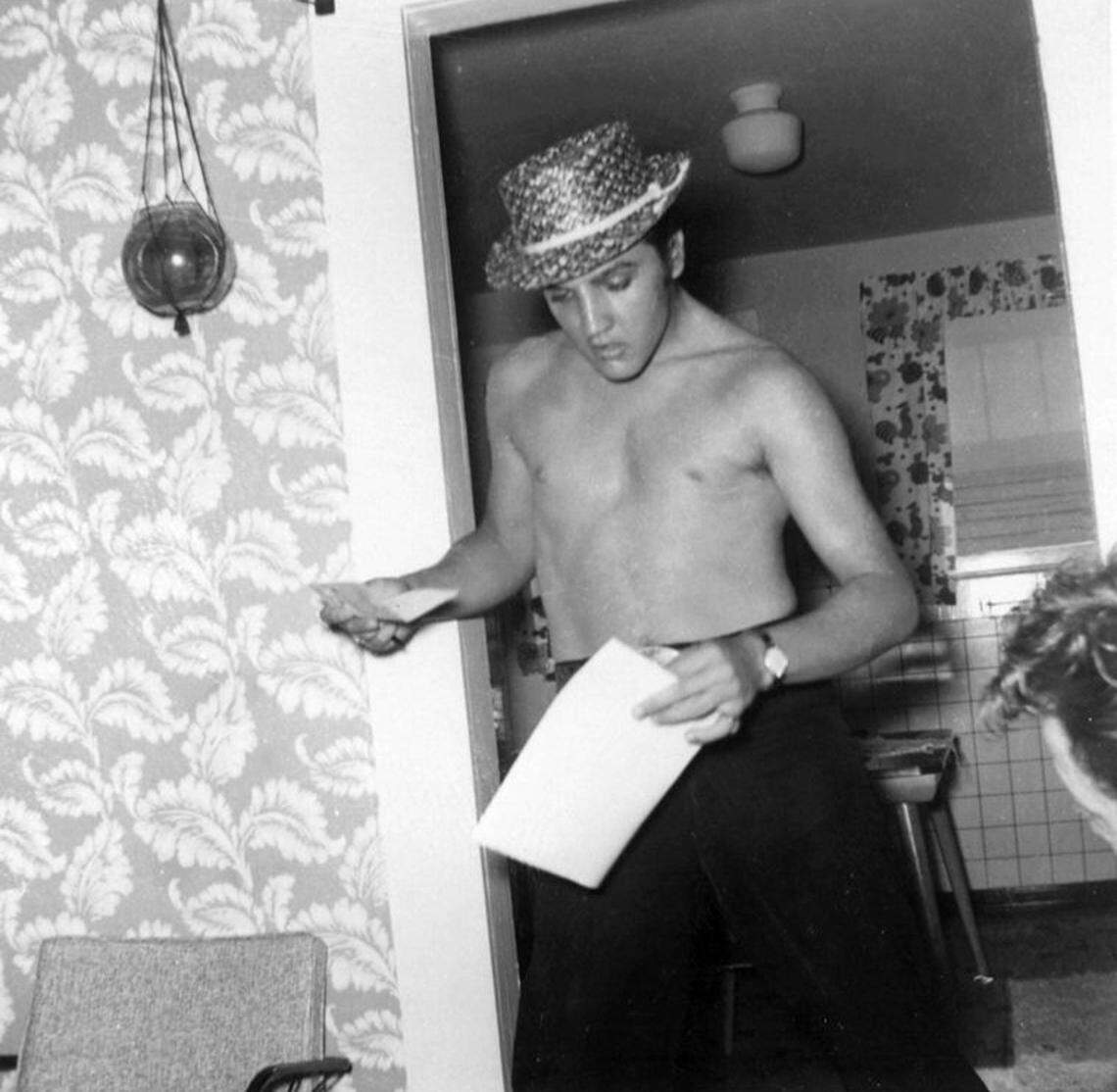 Elvis Presley at June Juanico’s home in Biloxi in 1956.