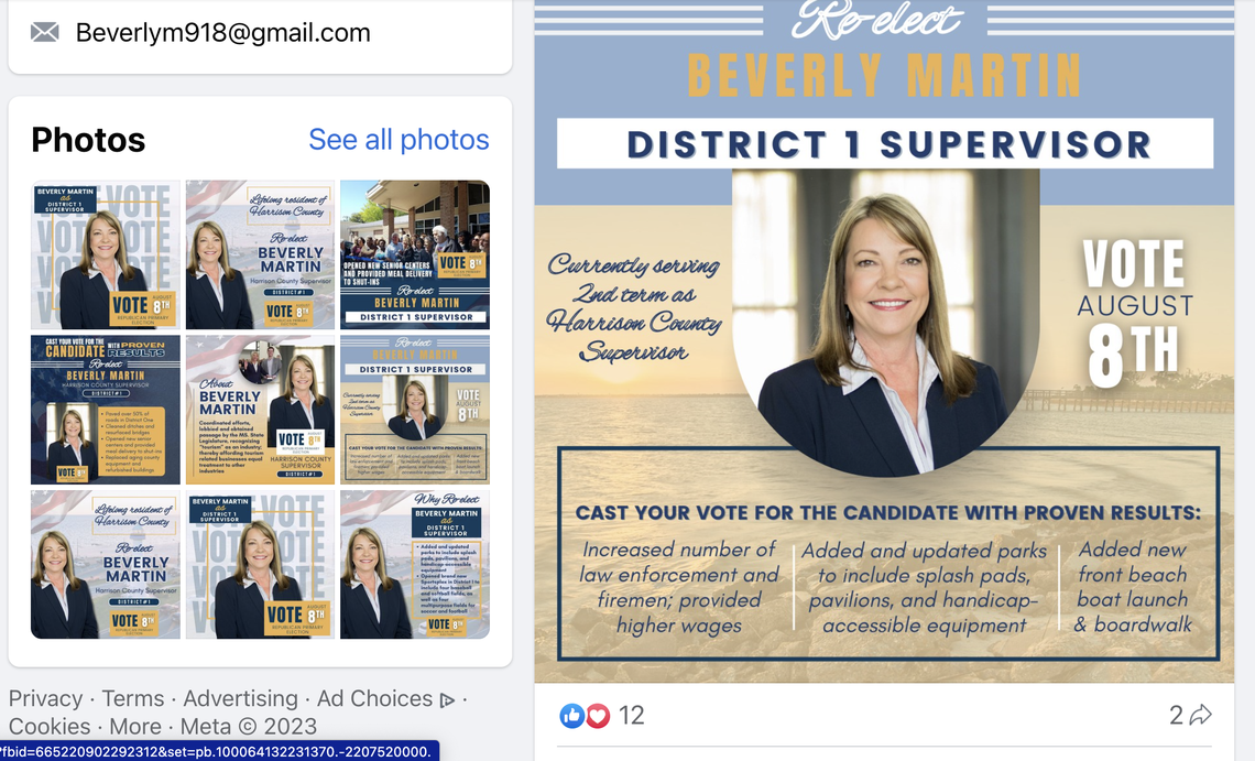 Incumbent Harrison County District 1 Supervisor Beverly Martin