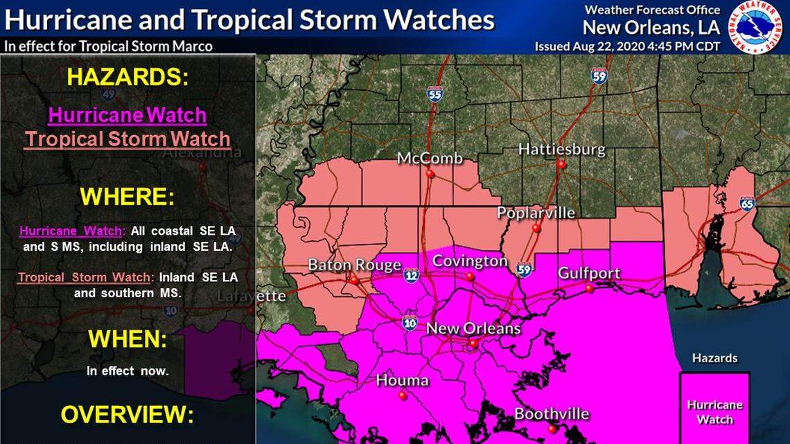 Live updates: TS Marco shifts toward Mississippi Coast. Hurricane watches issued.