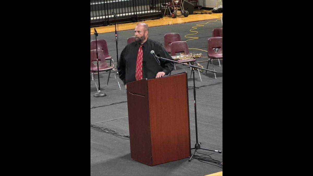 Robert D. Smith is pictured at the East Central High School band concert last Christmas. He was the voice of the band and loved announcing the band on Friday nights.
