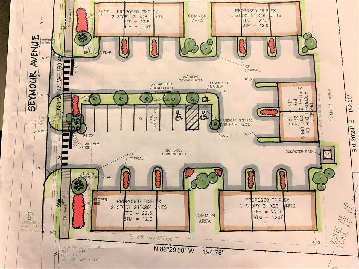 Plans for Coltrand Lane Condominiums in the French Market District of D’Iberville show 14 units in five buildings on Seymour Avenue.