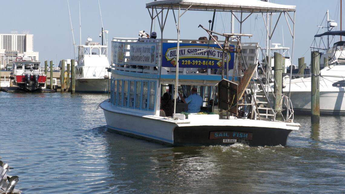 Passengers board the “Sail Fish” for the Biloxi Shrimping Trip, one of the city’s signature marine adventure cruises. The tour offers hands-on learning about Gulf seafood and draws families, students and curious travelers alike.
