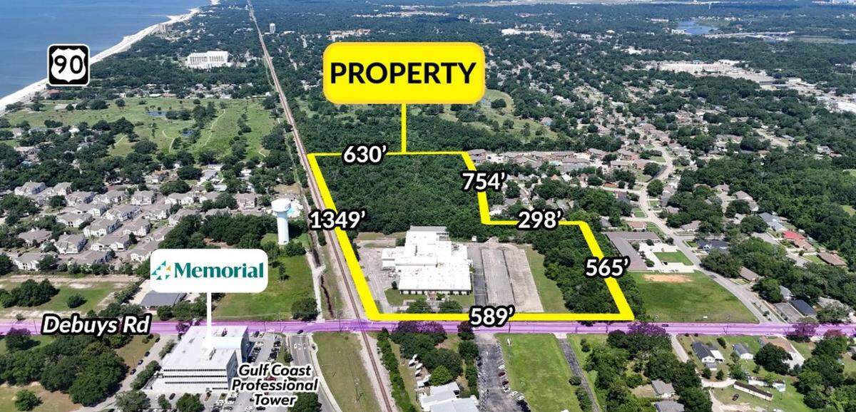 This graphic by Southeast Commercial Real Estate shows the boundaries of the former Sun Herald property on DeBuys Road in Gulfport. The property was sold to a Coast developer.