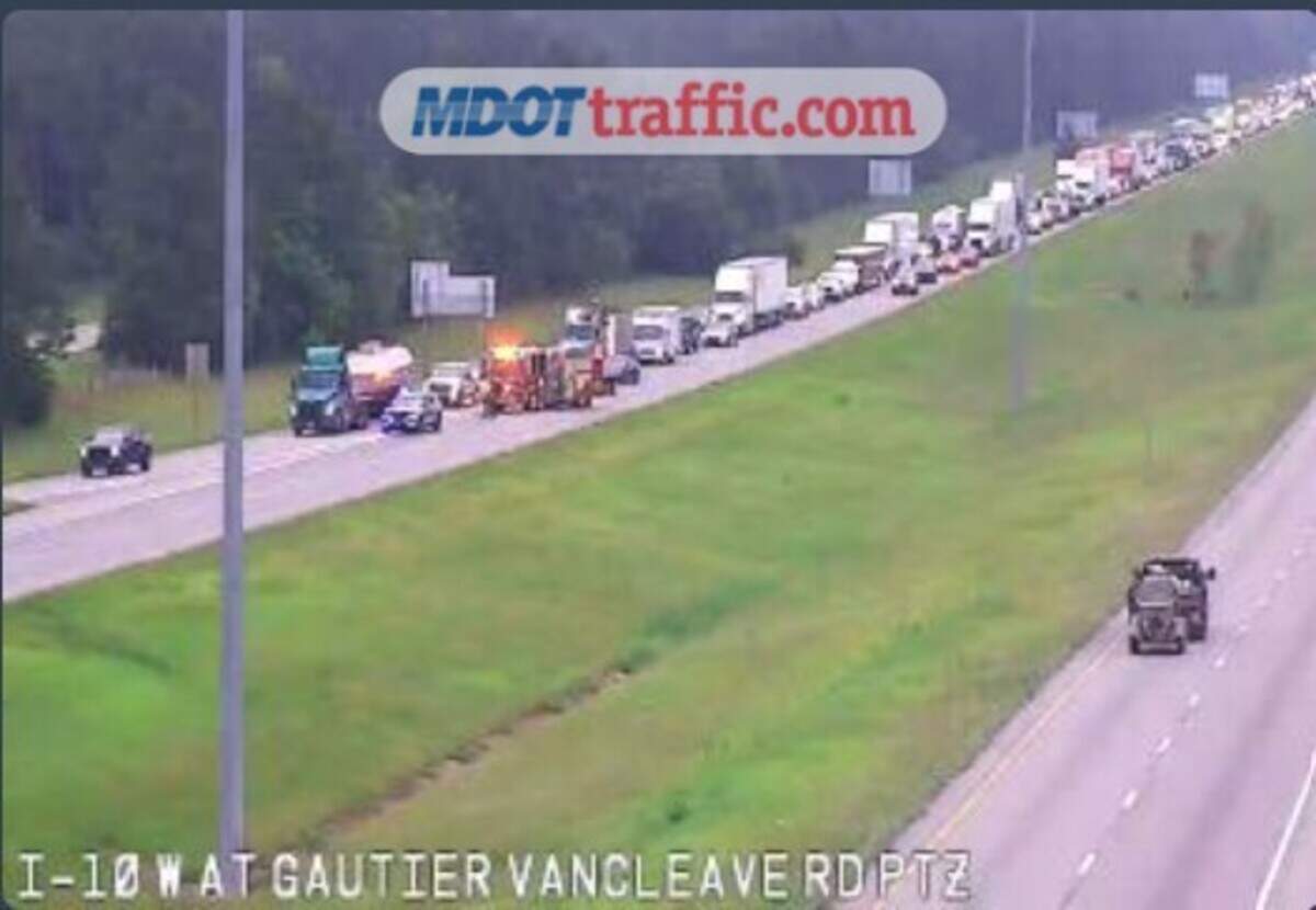 A stretch of I-10 westbound in Jackson County is closed Tuesday morning while police perform a crash reconstruction of an incident that left one person dead earlier in the day.