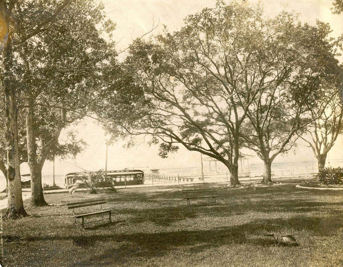 Past: From 1905 to 1926, the Gulfport and Mississippi Coast Traction Company provided a trolley service between Gulfport and Biloxi. Additional lines provided direct access to other parts of the Gulf Coast, the interior, and even the Yacht Club in Gulfport. This picture from The Dixie Press was captioned: “Where Gulf breezes from Mississippi Sound temper the blasts of winter and make pleasant the summer months. Boating, bathing, fishing and hunting the year round along the Gulf Coast and the Centennial Exposition is an added attraction.
