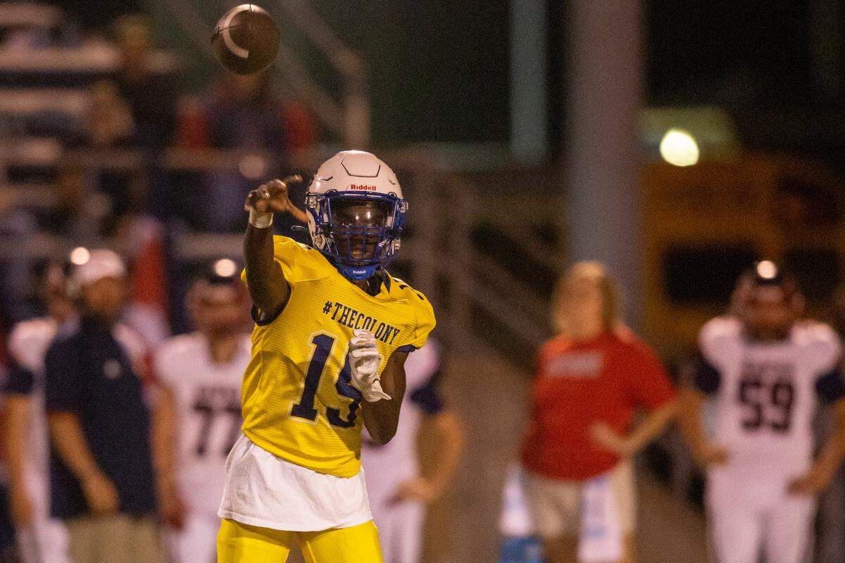 St. Martin’s DK Jenkins throws a pass during a game against Hancock at Joe Barlow Stadium in St. Martin on Friday, Sept. 30, 2022.
