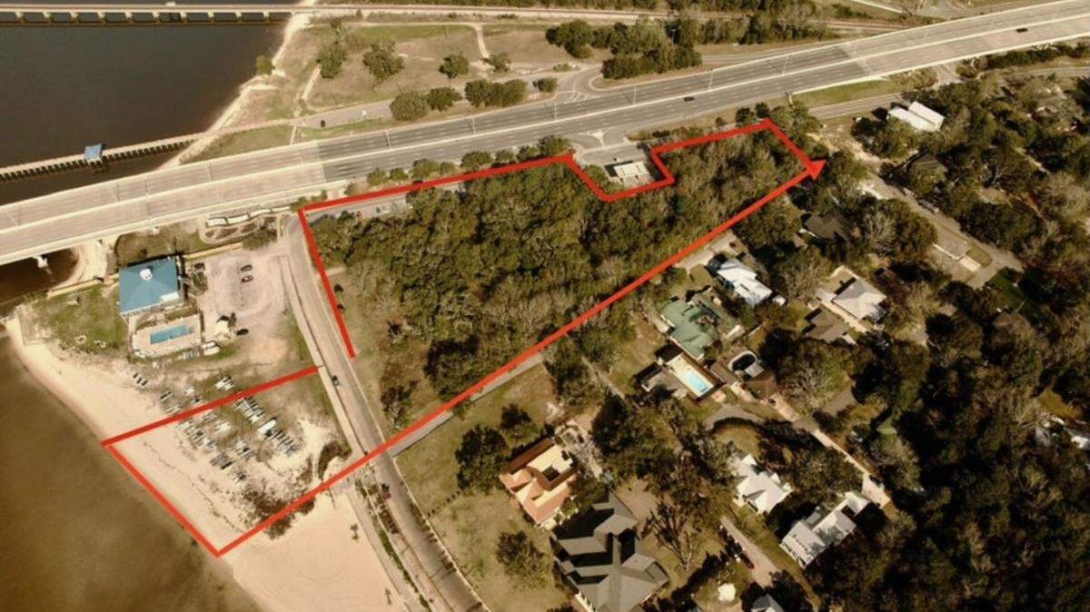 This aerial image shows more than 6 acres for sale at Front Beach Drive and Porter Avenue in Ocean Springs. The property is back on the market for $7 million after condominium plans fell through.