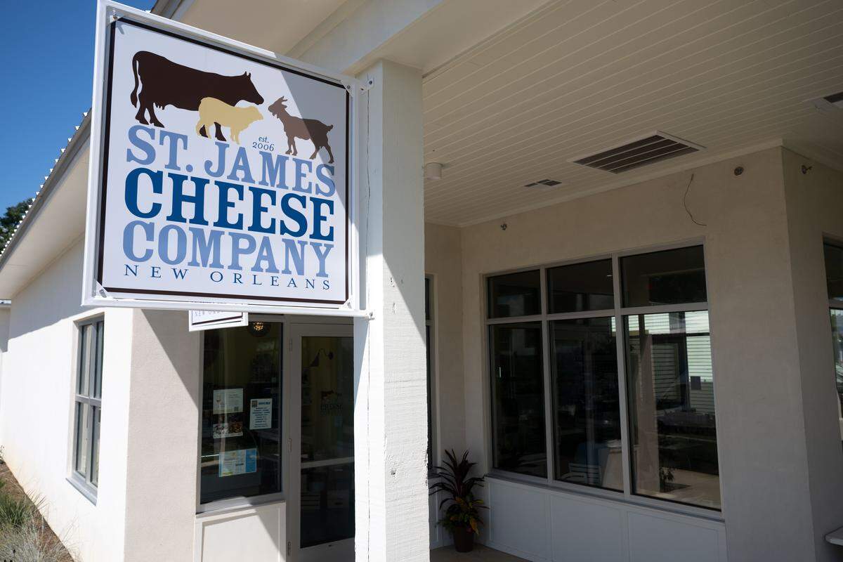 The entrance to St. James Cheese Company in Pass Christian.