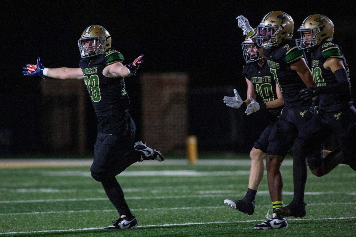 Poplarville’s Parker Pearson reacts to a play during a playoff game between Poplarville and Mendenhall at Poplarville on Friday, Nov. 8, 2024.