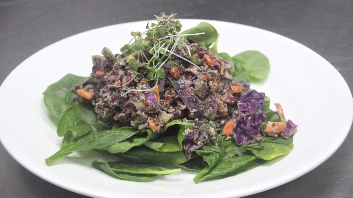 This is the Thai quinoa salad at Makin’ Groceries, a downtown Biloxi restaurant.