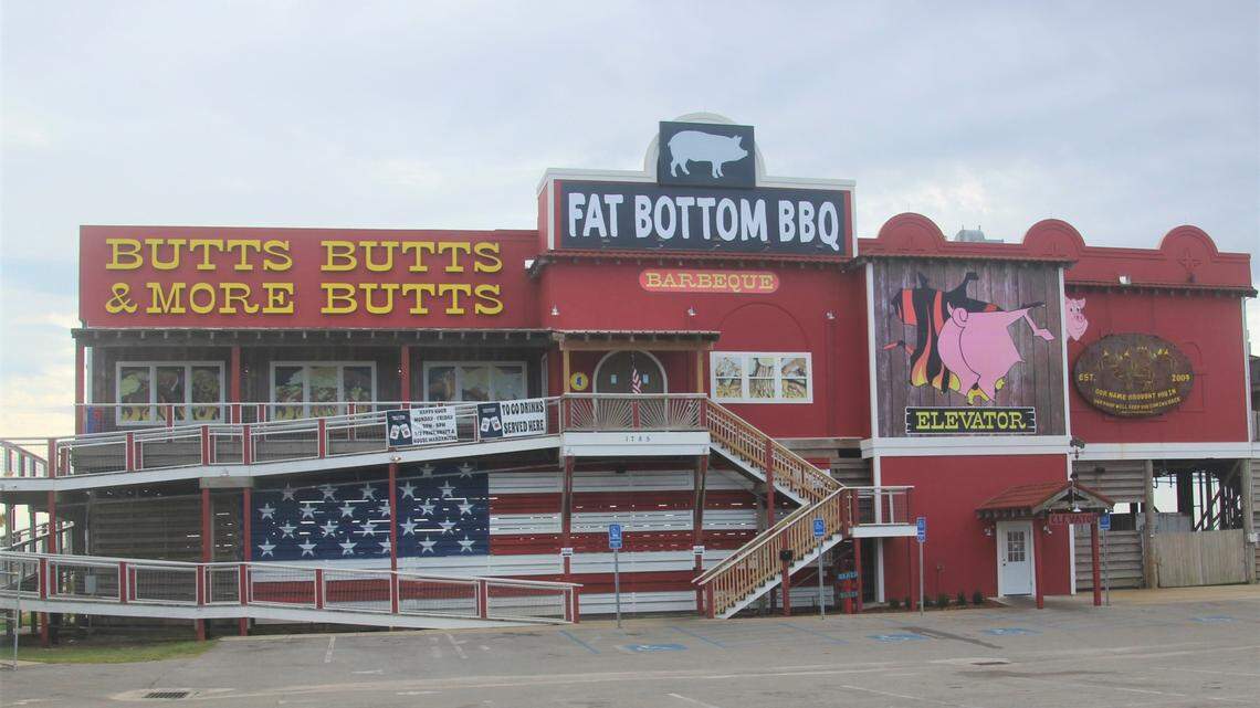 Fat Bottom BBQ restaurant is open on the Biloxi Beach.
