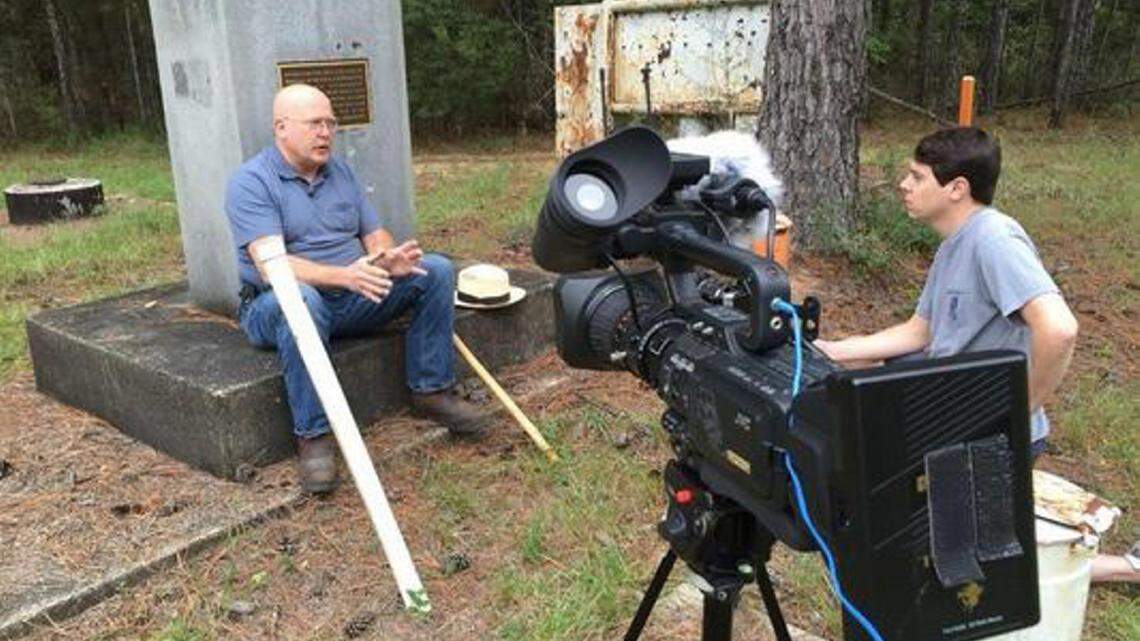 BAILEY BRASETH/SPECIAL TO THE CLARION-LEDGEROle Miss journalism student Quinton Smith interviews David Allen Burke about his knowledge of atomic testing in the 1960s in Mississippi.