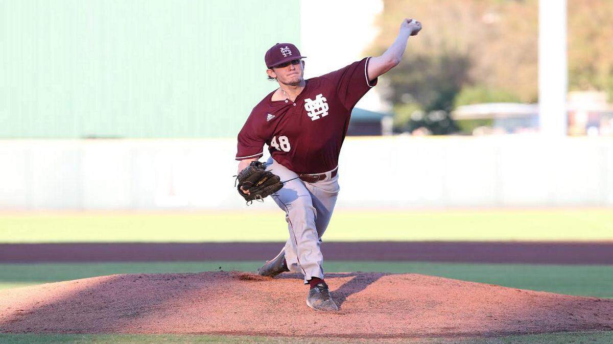 KELLY PRICE/MISSISSIPPI STATE 
 Former East Central ace Konnor Pilkington struck out four in 3 1/3 innings of work against Southern Miss on Tuesday. The Bulldogs won 13-5.