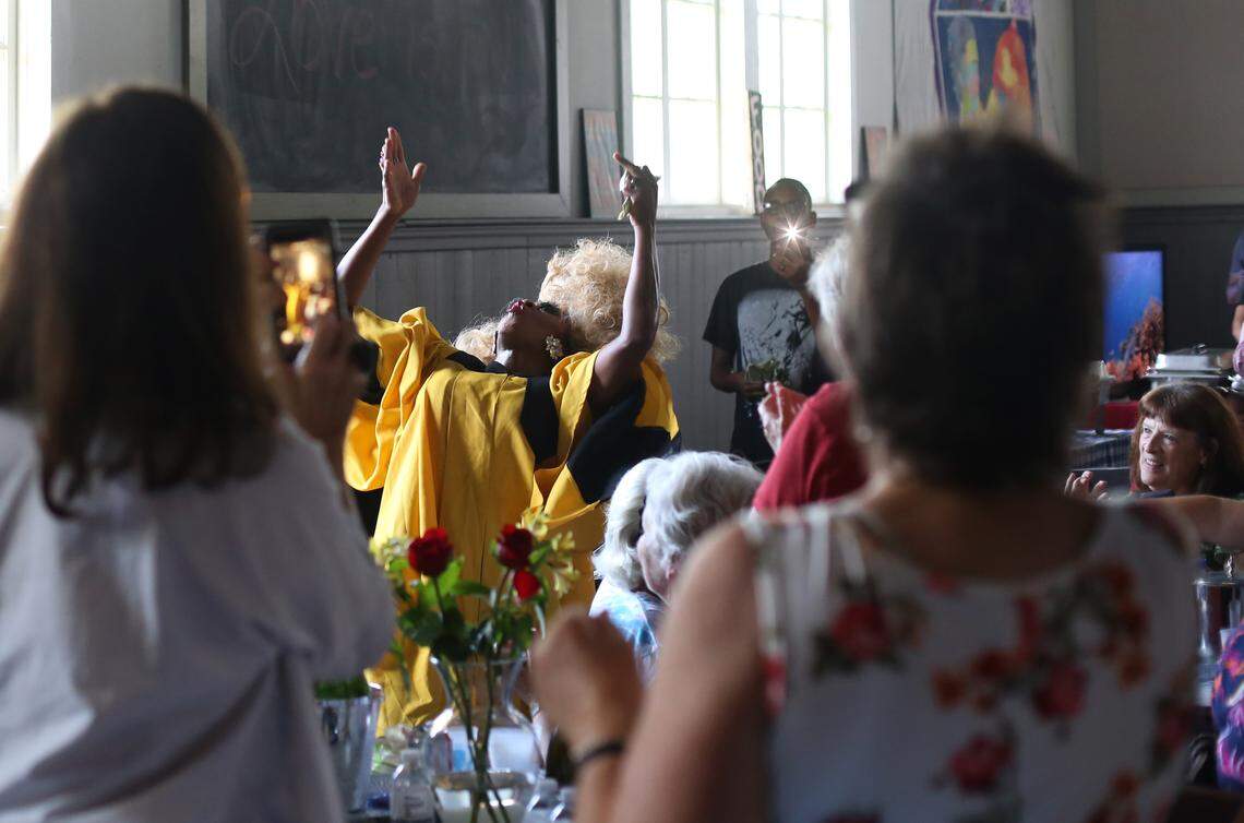 Zamaryeah Dawn performs a gospel number during drag brunch at 100 Men Hall in Bay St. Louis in June 2019.