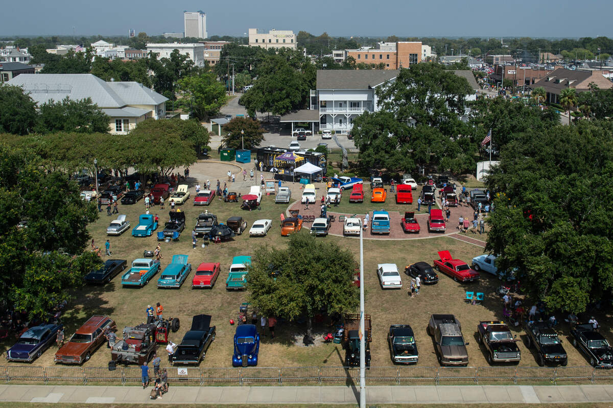 Classic cars are parked in downtown Biloxi during the Biloxi Block Party, one of many Cruisin’ the Coast events, on Wednesday, Oct. 4, 2023.