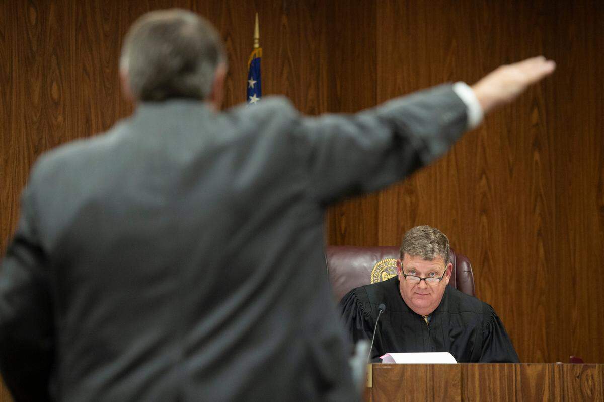 Donald Rafferty, who represents Alan Moran, makes an argument to Judge Christopher Schmidt during Moran’s revocation hearing at Harrison County Circuit Court in Gulfport on Thursday, Dec. 19, 2024.