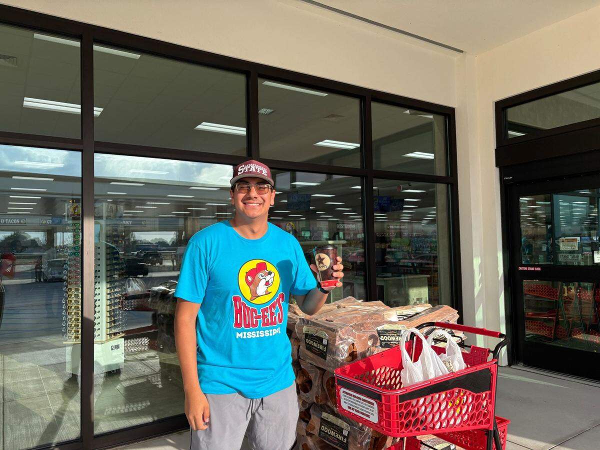 Carlos Hurtado, from Biloxi, was among the first customers Monday at the new Buc-ee’s in Harrison County.