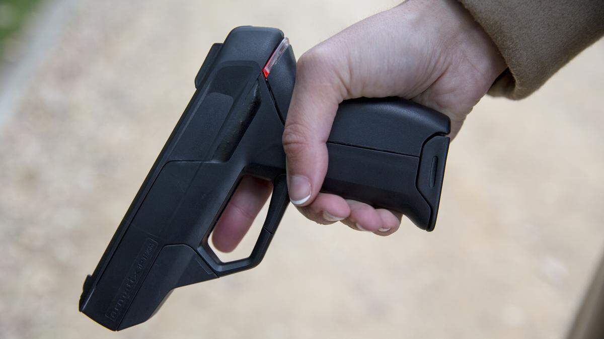 A mock-up of the Armatix iP1 pistol, which was intended to be the first "smart gun" for sale in America, in Los Angeles, March 24, 2014. The company's handgun uses a radio frequency-enabled stopwatch to identify its user so no one else can fire it, but it has met with the same uproar that has stopped many seeking tougher weapons laws. (Monica Almeida/The New York Times)