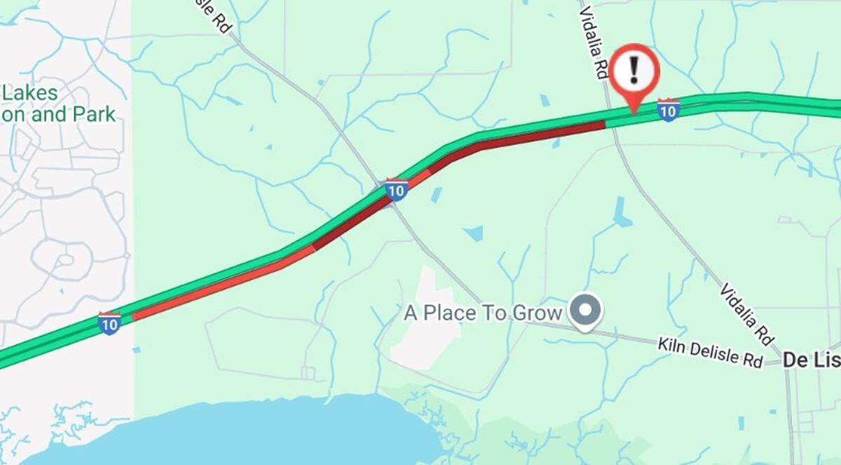 Traffic has slowed to a crawl Sunday on I-10, according to MDOT.