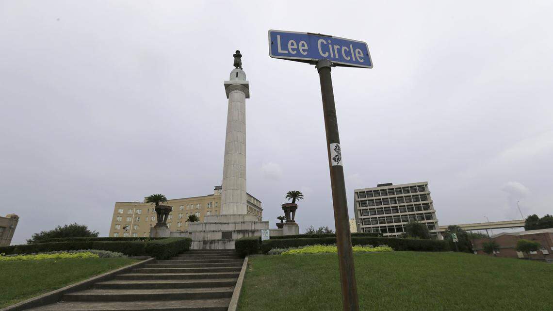 In this In this Sept. 2, 2015 file photo, the Robert E. Lee Monument is seen in Lee Circle in New Orleans. (AP Photo/Gerald Herbert, File)