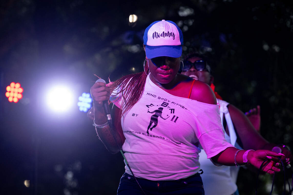 Performers with Unfazed Show & Band dance during a Fourth of July at the Biloxi Town Green on Saturday, July 4, 2026.