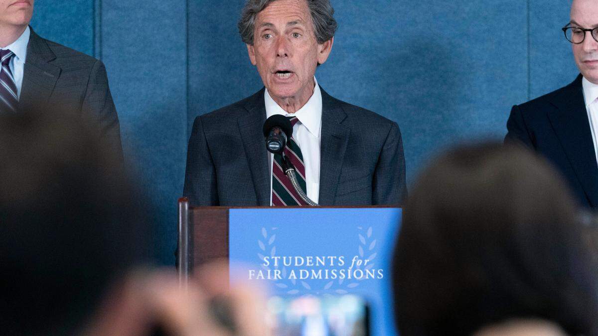 File - Conservative activist Edward Blum speaks at a news conference in Washington, June 29, 2023. Blum is citing Section 1981 of the Civil Rights Act of 1866 to go after a venture capital fund called Fearless Fund, which invests in businesses owned by women of color. (AP Photo/Jose Luis Magana)