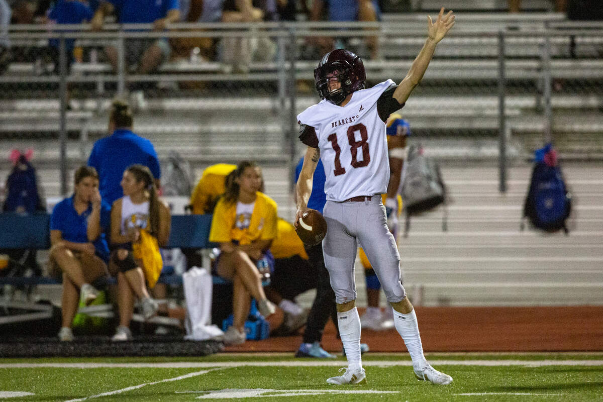 Long Beach’s Will Brady reacts after running the ball during a game between Bay High and Long Beach at Tiger Stadium in Bay St. Louis on Friday, Sept. 13, 2024.