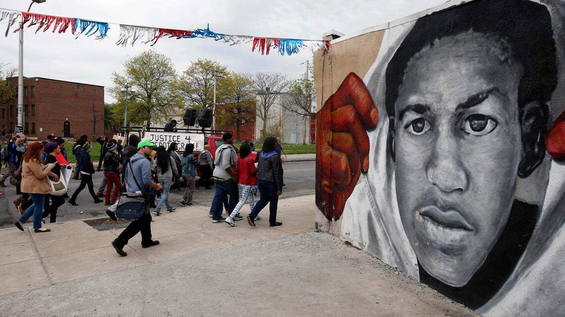 A mural with a likeness of Trayvon Martin. Fort Valley State University is investigating claims that a business professor made comments that trivialized Martin’s death. (AP Photo/Alex Brandon)