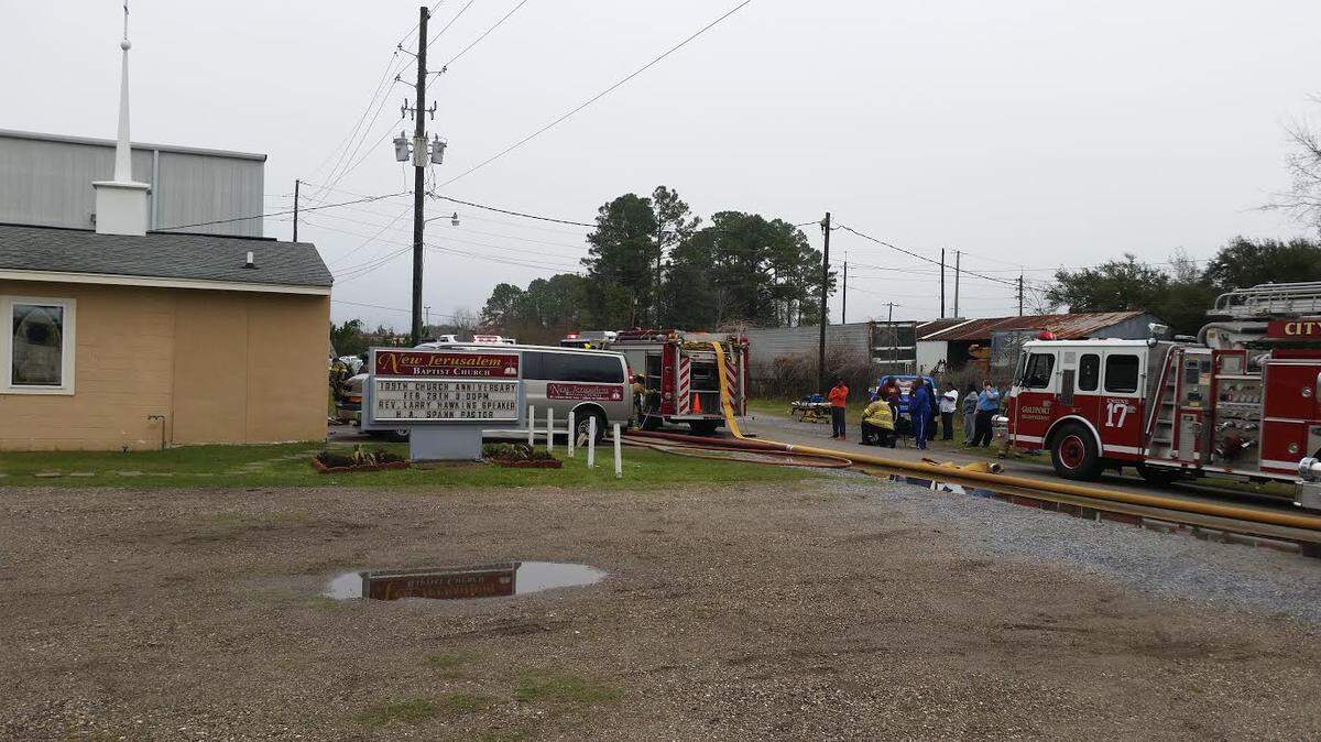 PHOTO COURTESY GULFPORT FIRE DEPARTMENT 
 Firefighters battle a blaze at Gulfport's New Jerusalem Church.