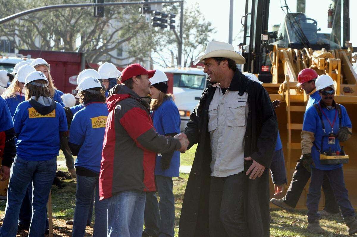 Roy Anderson III, left, meets ABC Hit Show “Extreme Makeover: Home Edition Ed Sanders at the Biloxi Town Green on Saturday Feb. 11, 2006. Roy Anderson Corp partnered with the ABC hit televison show to construct a Hurricane Katrina Memorial on the Town Green. The Hurricane Katrina Memorial was completed and unveiled on Feb. 15, 2006.