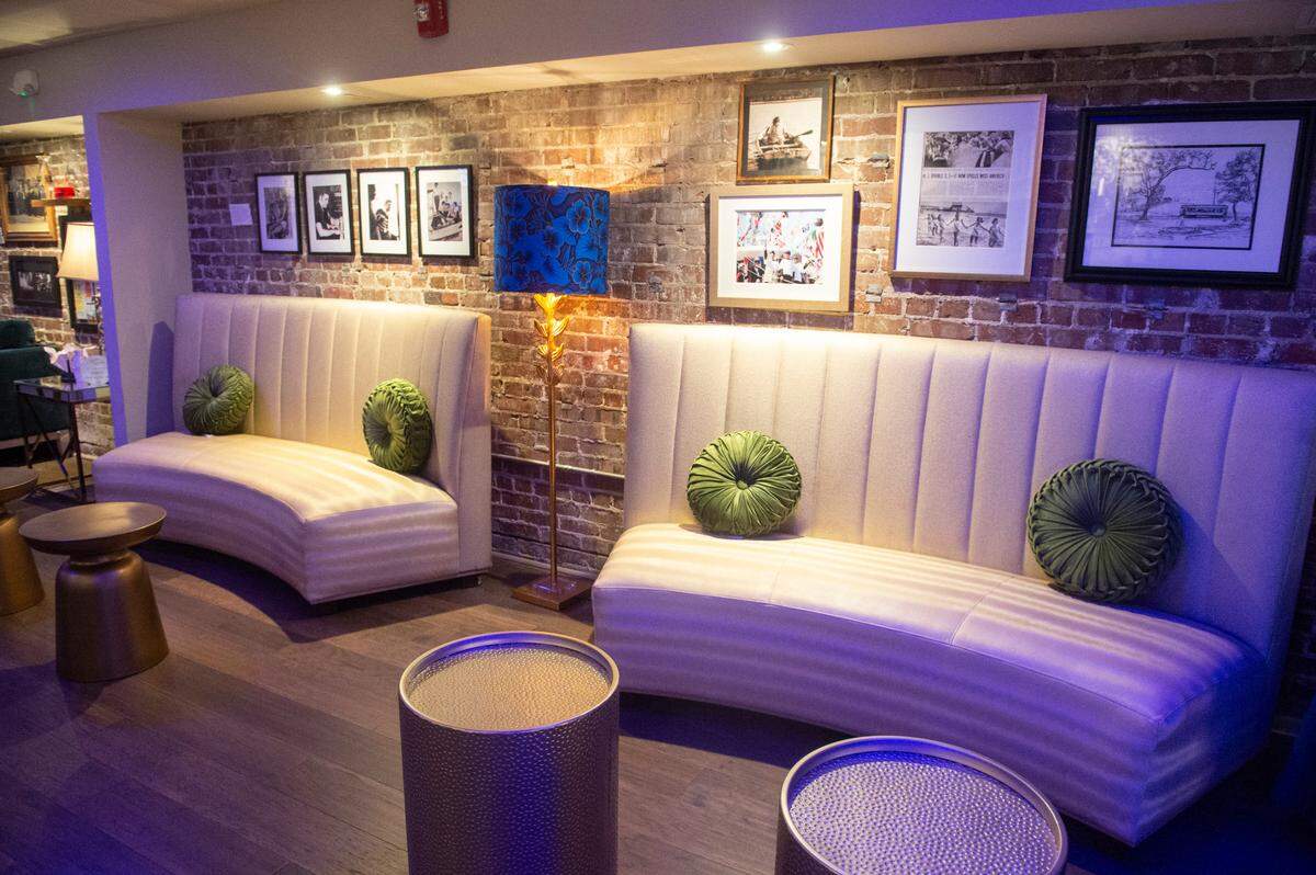 Couches and chairs decorate Ground Zero’s new lounge and bar space on the second floor of their Biloxi location on Wednesday, May 21, 2025. The goal is to have the space accommodate different events and groups.
