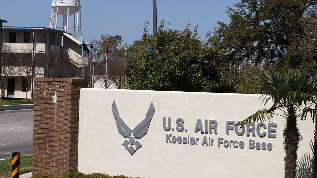 JOHN FITZHUGH/SUN HERALD 
 The front gate of Keesler Air Force Base in Biloxi
