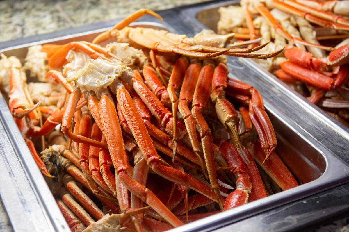 Crab legs at Boomtown Casino’s new buffet, the Biloxi Bay Buffet, on Thursday, April 3, 2025.
