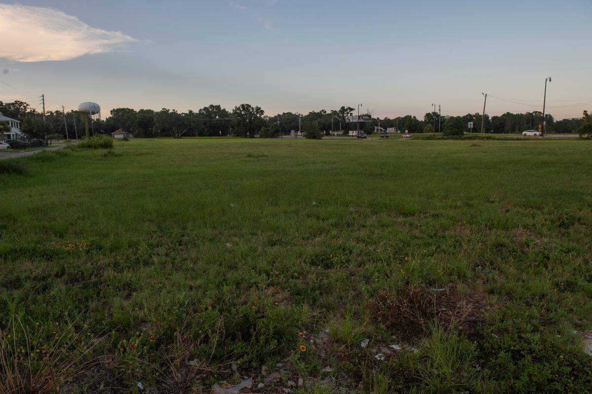 An empty plot of land on Highway 90 that was once home to the Merry Mansion, which was destroyed in Hurricane Camille, on Monday, July 17, 2023.