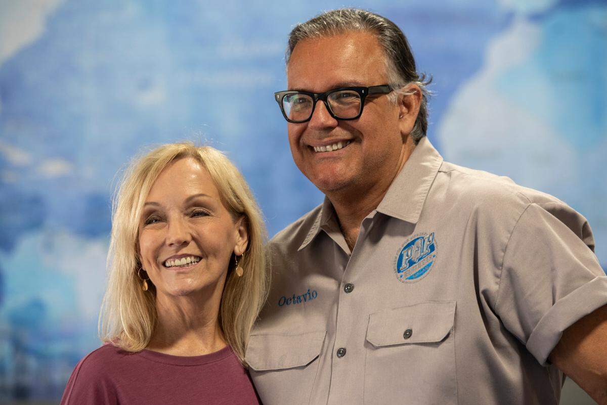 Owners Octavio Arzola and Shannon Arzola pose for a photo at their new Italian deli, Tavi’s Salumeria in Gulfport. The Arzolas also own Pop Brothers popsicles.