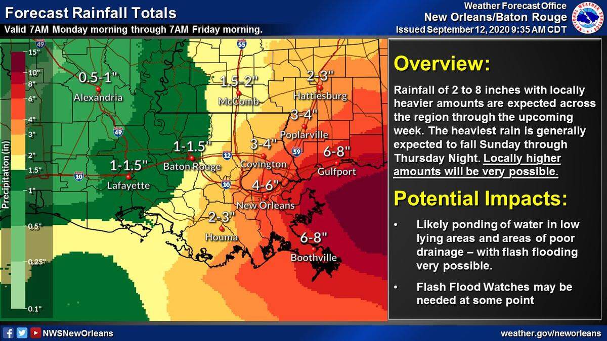 Estimated rainfall for Tropical Depression 19 as of Saturday morning