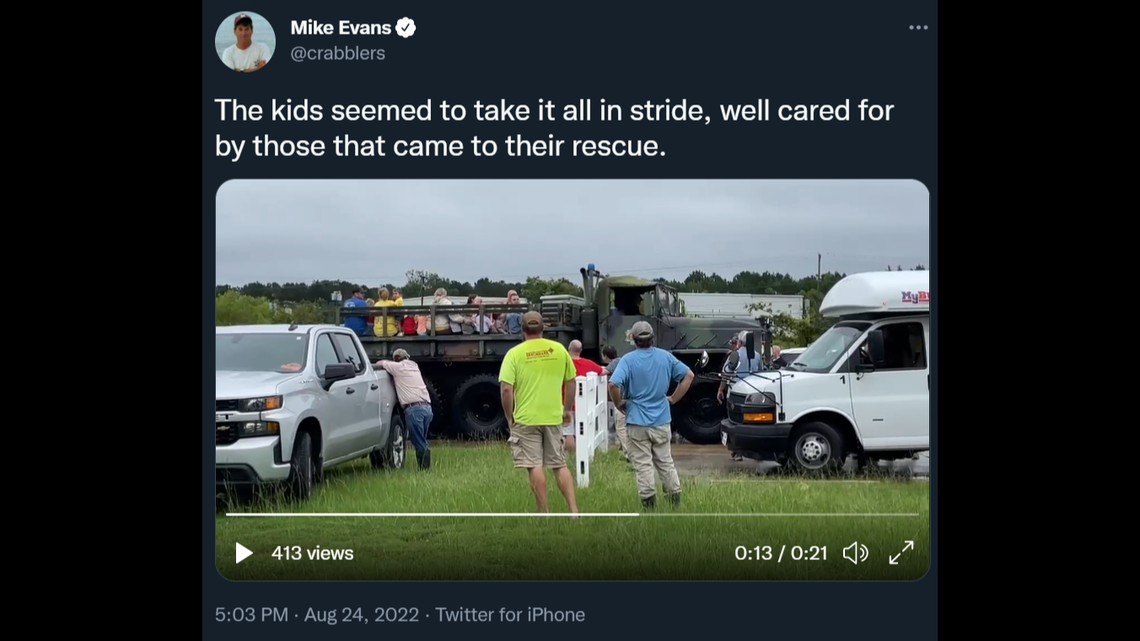 Dozens were rescued from a Mississippi daycare as flood waters continued to rise, photos and videos show.