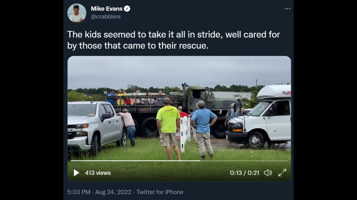 Dozens were rescued from a Mississippi daycare as flood waters continued to rise, photos and videos show.