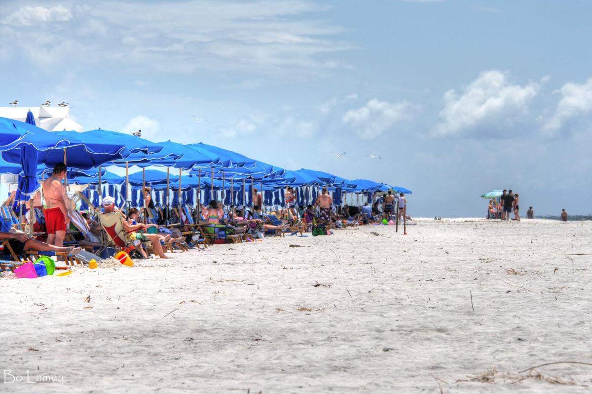 The south side of Ship Island overlooking the Gulf of Mexico is pictured in normal times — without the debris line Mississippi River flooding is creating this spring.